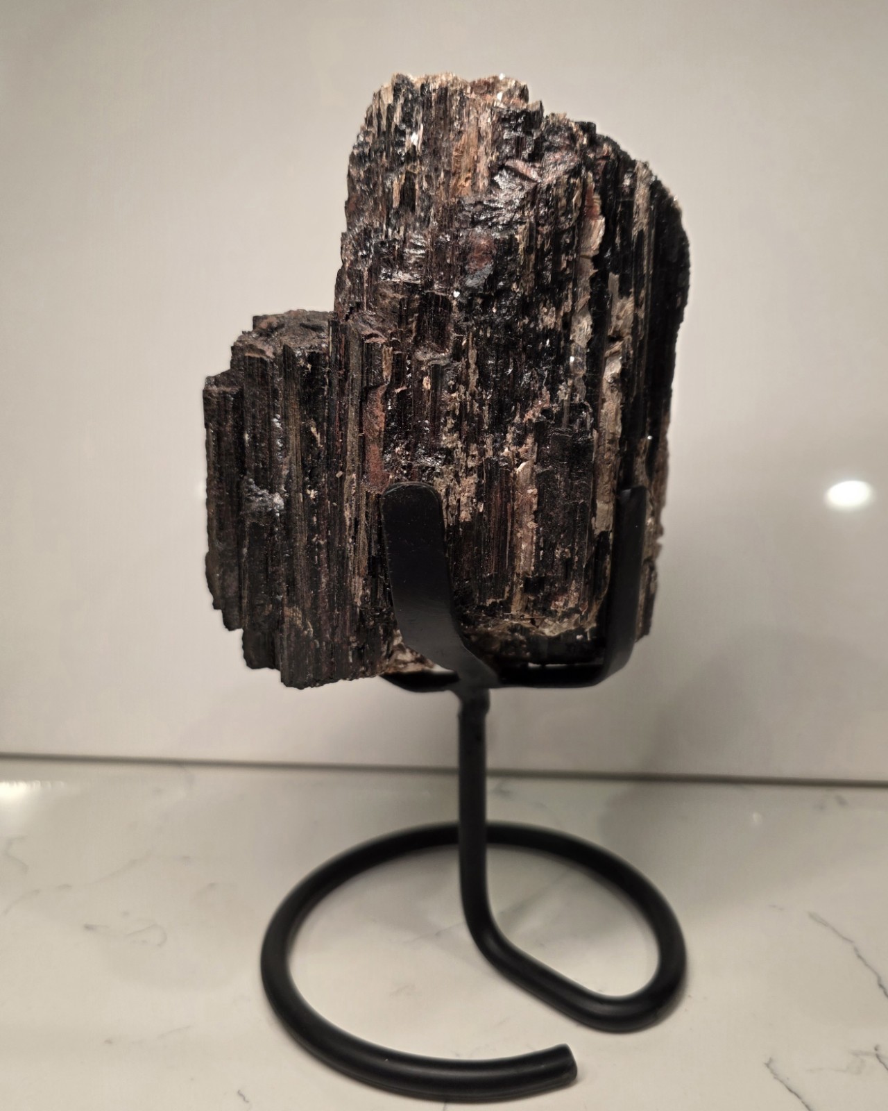 7LB 7″ Natural Black Tourmaline Cluster Mineral Specimen Healing WITH STAND