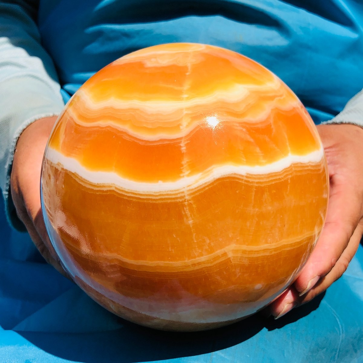 4120G Top Natural Yellow Calcite Ball Quartz Crystal Ball Reiki Healing 5539