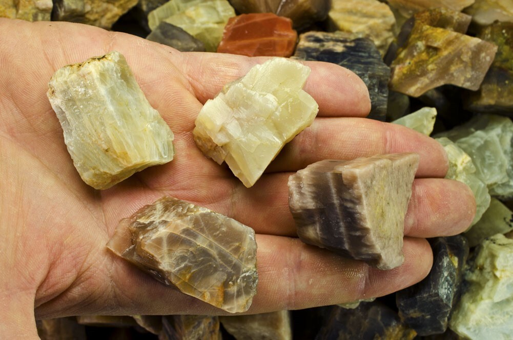 2 lbs Semi-Translucent Moonstone Rough Stones – Natural Crystal Mineral Rock