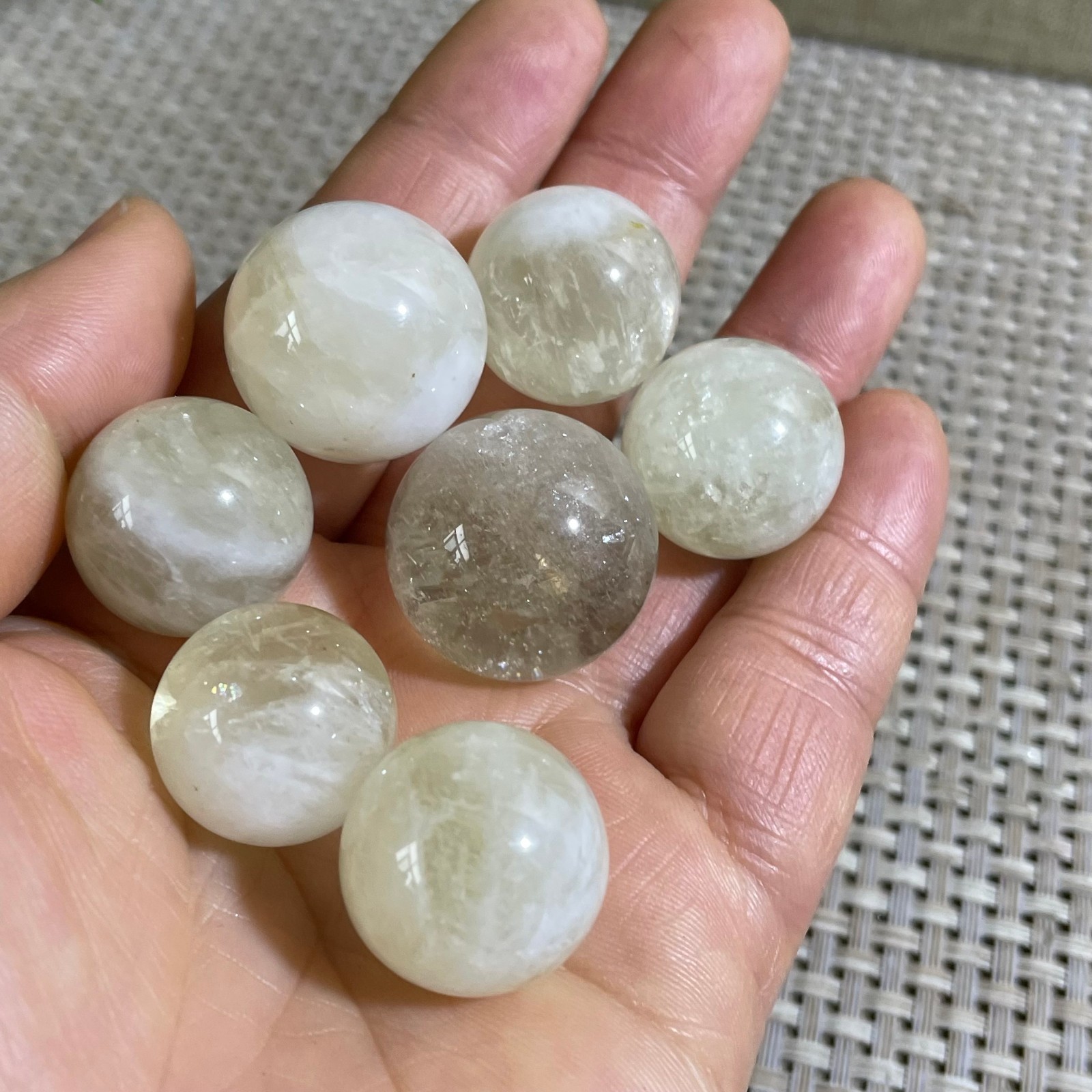 7pcs 80g Natural Yellow crystal ball Quartz Citrine sphere Mineral healing