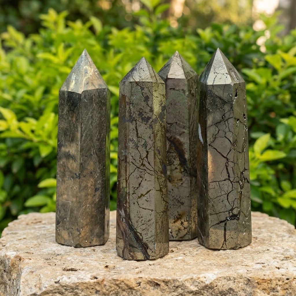 Heavy Natural Raw Pyrite Obelisk Tower 8-9cm Wealth Abundance Healing Crystal