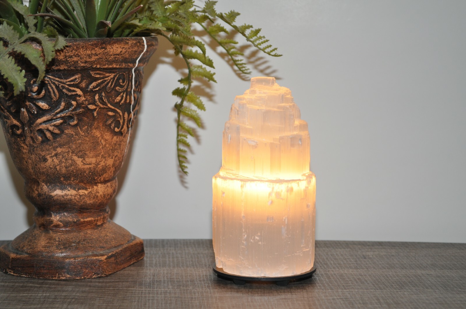 Selenite Lamp, Selenite Crystal Lamp, Selenite Tower Skyscraper, 6 inch (15 cm)