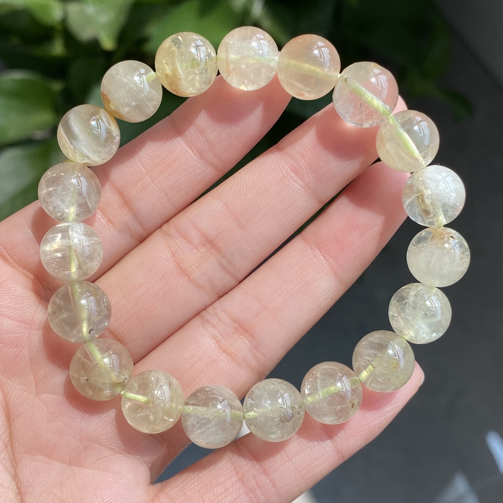 10.5mm Genuine Natural Cat’s Eye Feldspar Crystal Round Beads Bracelet B1080