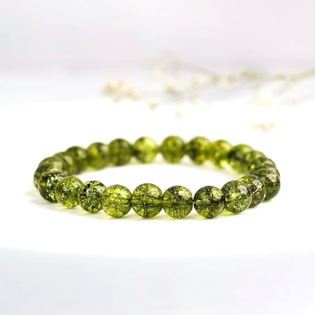 Green Peridot Olivine Crystal Quartz Stone Healing Bracelet