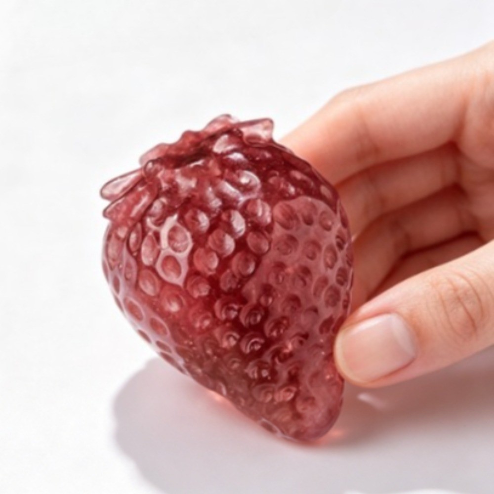 Natural Crystal Strawberry Quartz Hand Carved Figurine Reiki Healing stone 2pcs