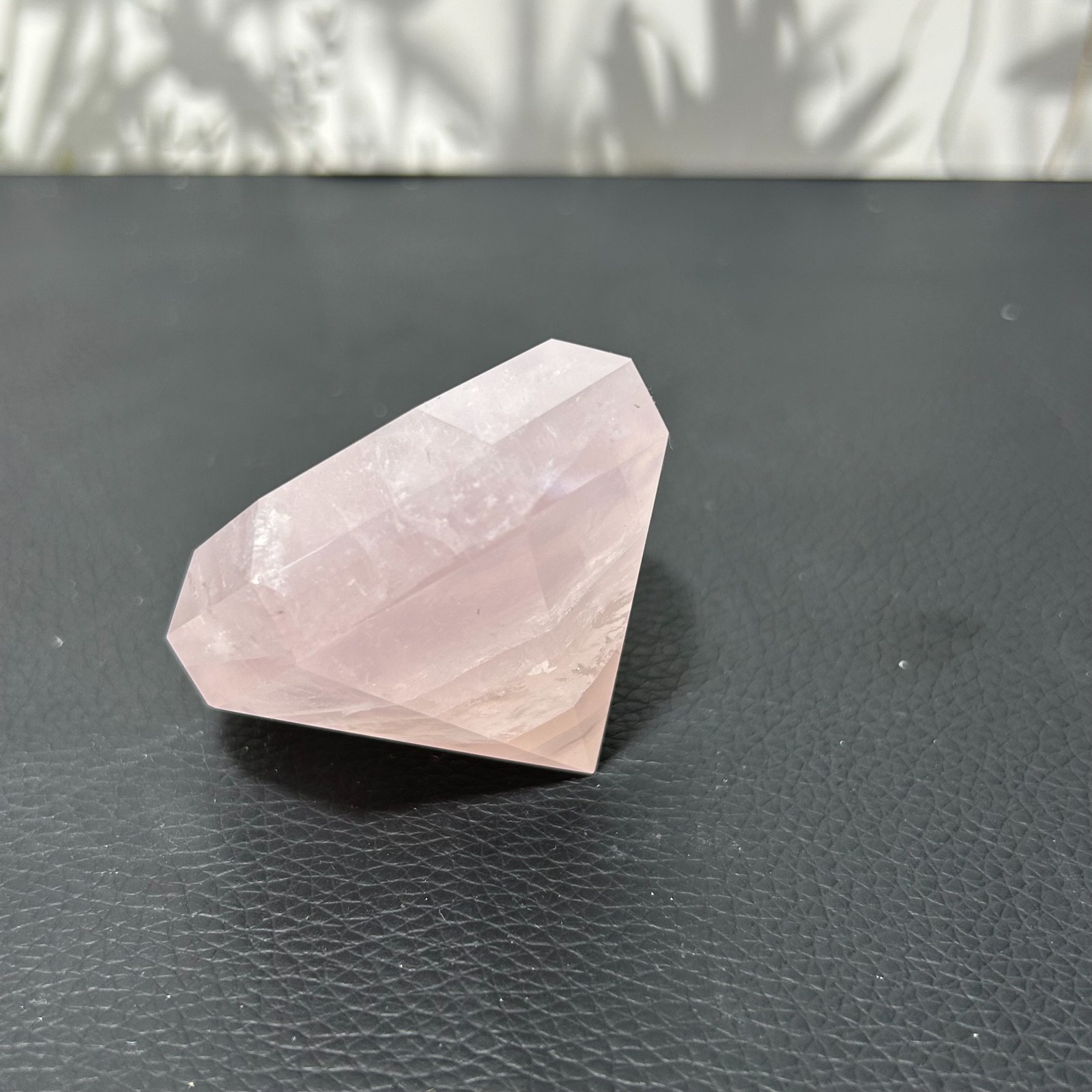 95g Nature Rose Quartz Diamond Shape Carving Rose Quartz Sculpture G7795