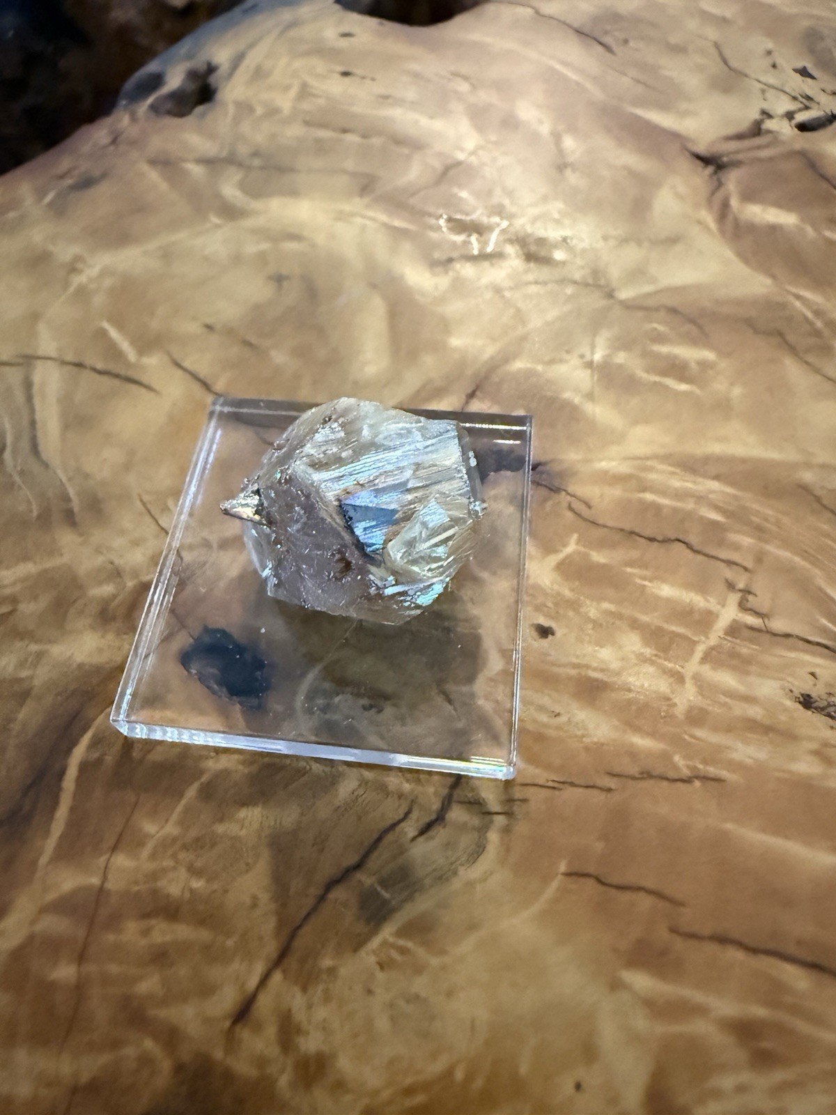 Raw Rutilated Quartz Mineral Specimen From Bahia Brazil 12.7g With Acrylic Base