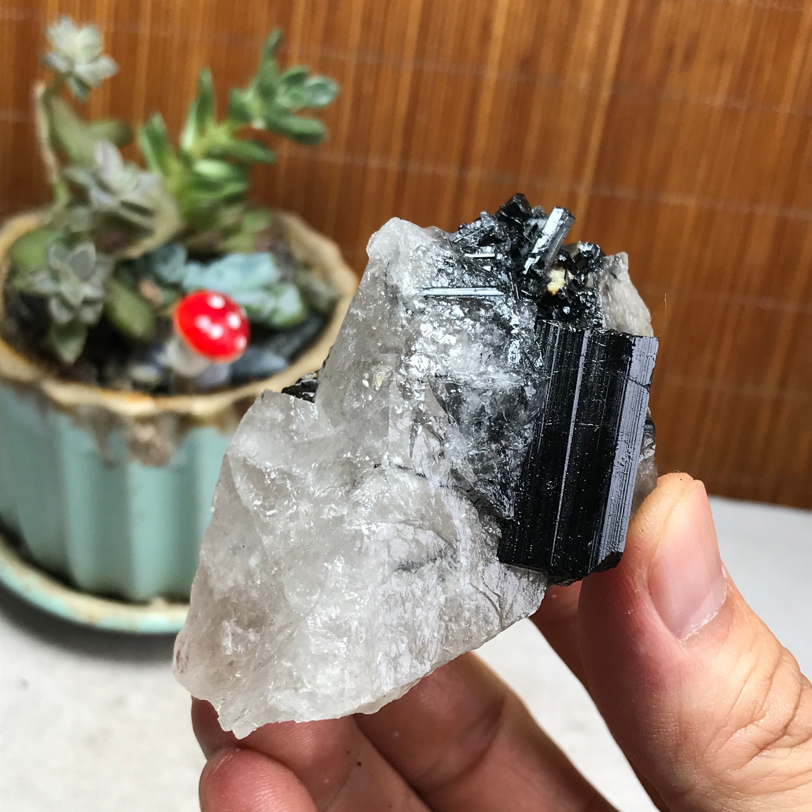 121g Natural Beautiful Black tourmaline Quartz specimen Crystal Healing A6198