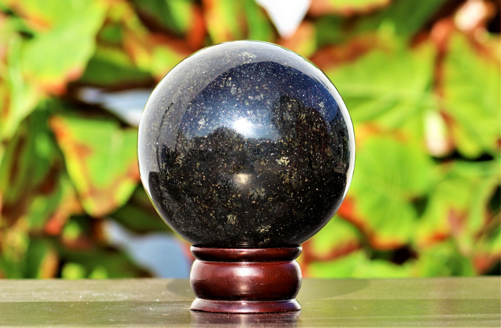 Superb 110MM Black Nuummite Stone Sorcerer’s Stone Healing Metaphysical Sphere