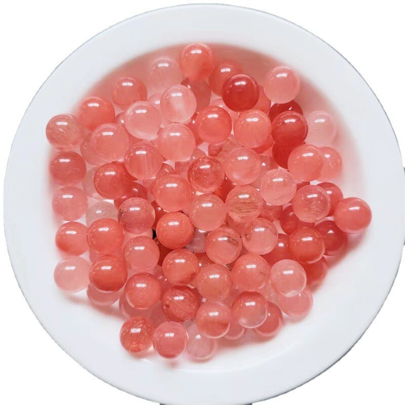 Wholesale 50pcs 8mm Artificial Cherry Quartz Round Ball Shape No Hole Beads