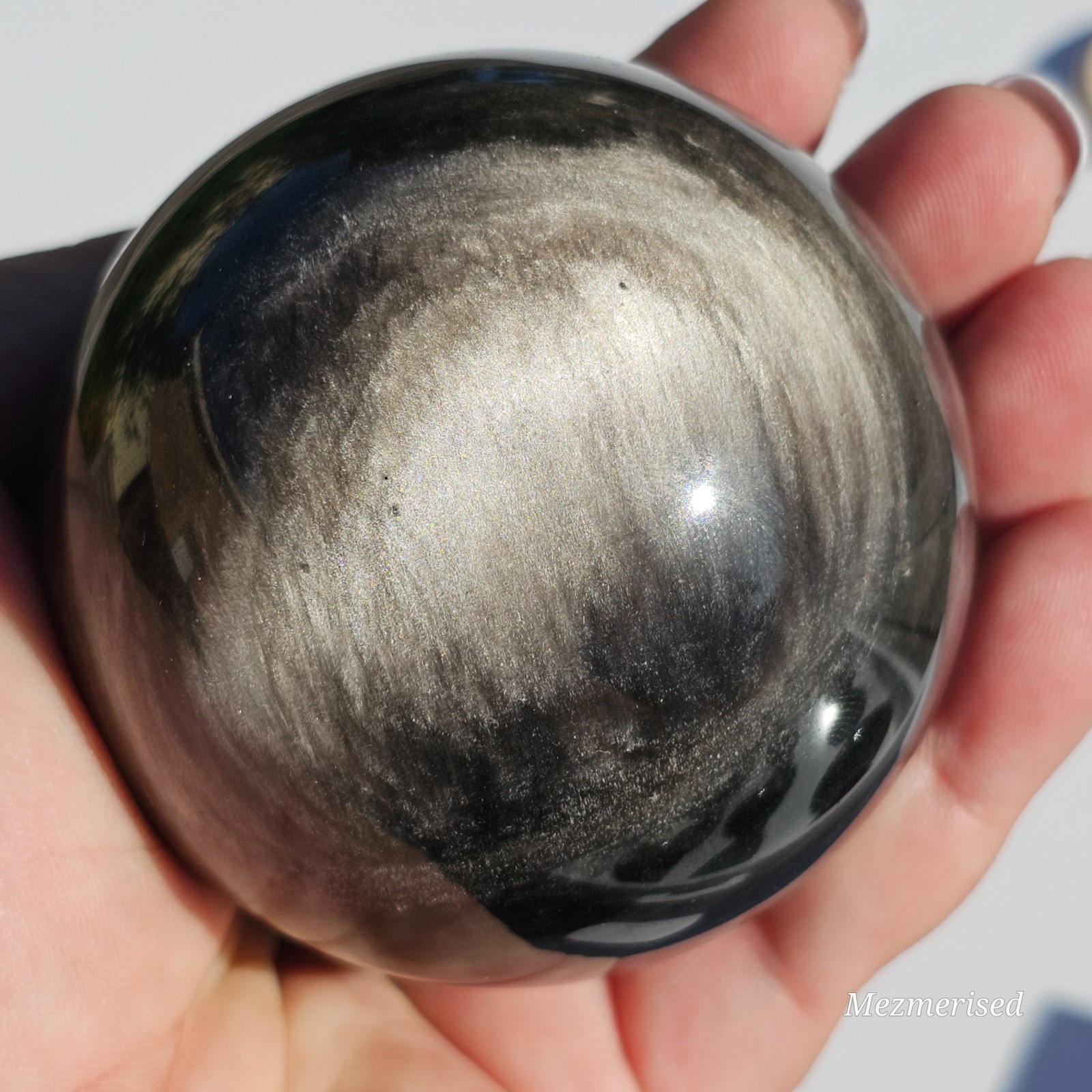 Silver Sheen Obsidian Sphere | Option C | 6.6cm | 349g