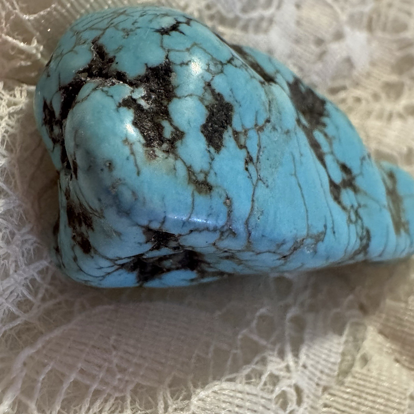 Large Natural Turquoise Freeform Polished Stone Black Matrix Nice Specimen 1.5”