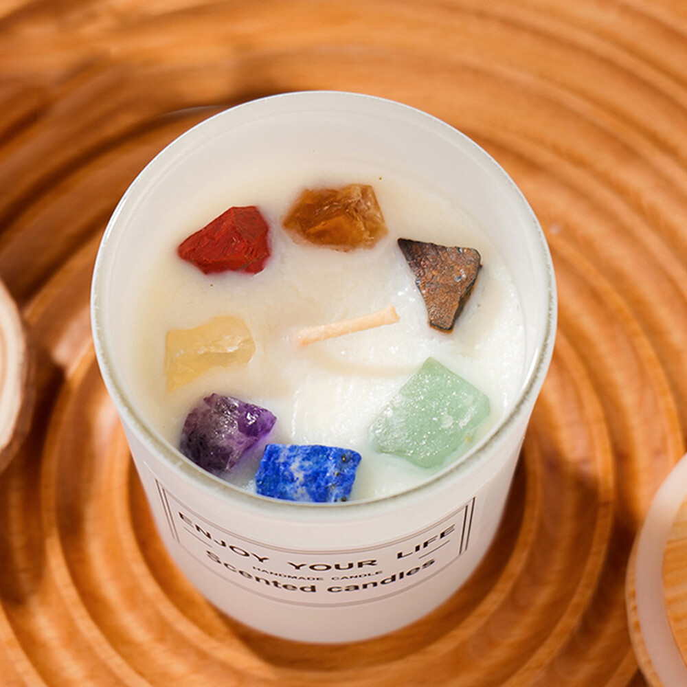 Natural Quartz Crystal Stone Aromatherapy Candle Soy Wax Smokeless Candles Gifts