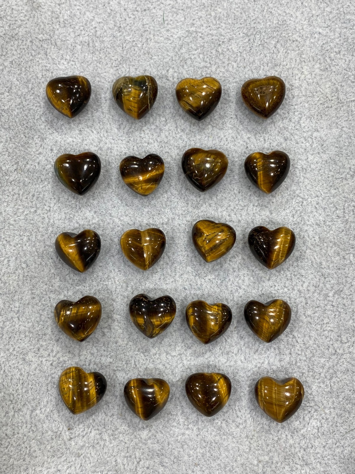 10pc Natural Tiger’s Eye Jasper Mini Heart hand-carved quartz crystal reiki gift