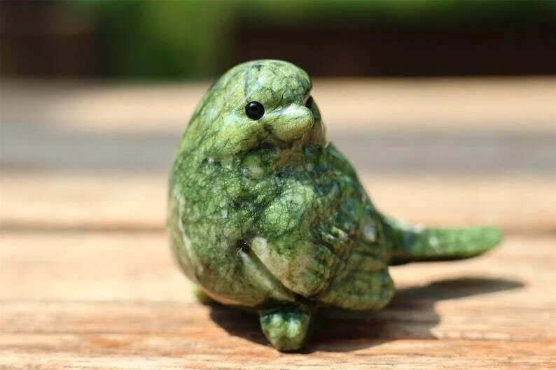 2.4” Natural Green Jade Quartz Carved Bird Skull Crystal Reiki Decor Gift 1pc