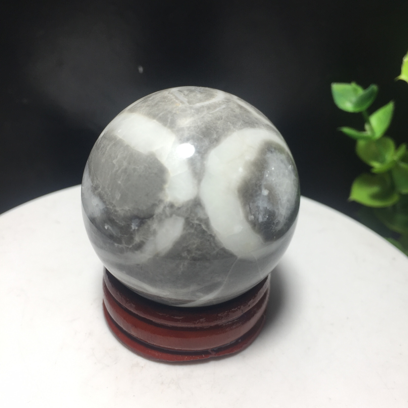95g Natural Shell Thousand Eye Stone Jasper Quartz Crystal Ball Healing 56