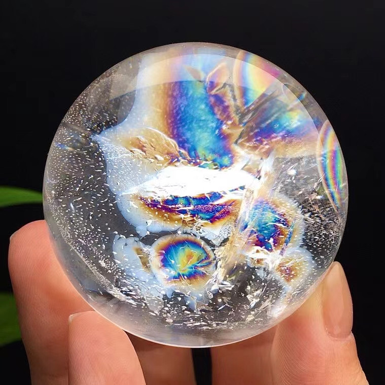 200g Top Natural Clear Quartz rainbow Sphere Crystal Ball Reiki Healing Energy