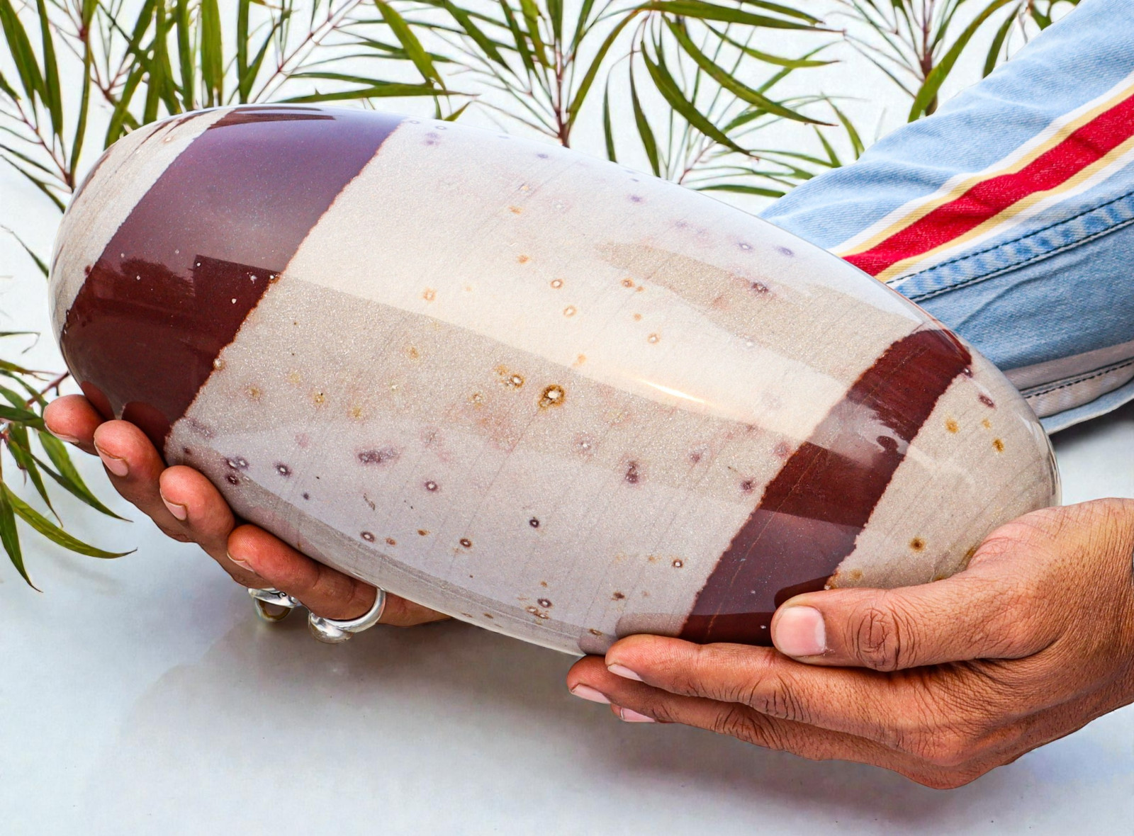 Brown NARMADA Crystal Stone Healing Energy Gemstone Decor Lingam Gift 7450gm