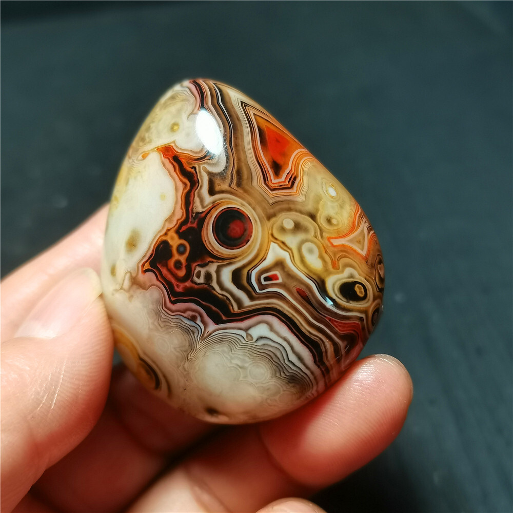 TOP 70G Natural Polished Silk Banded Lace Agate Crystal Madagascar R1362