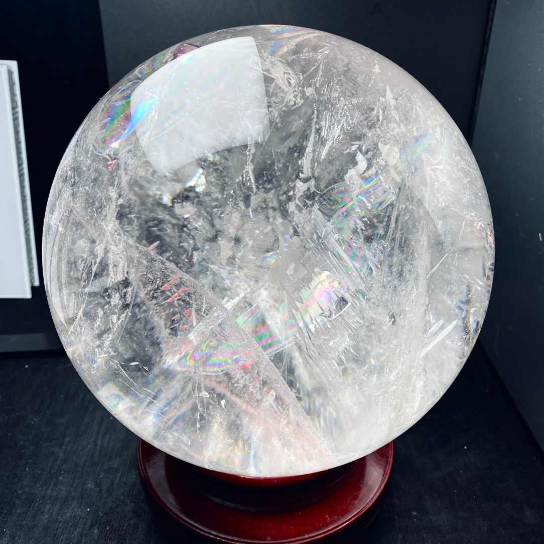 24.7LB Top Natural Clear Quartz Rainbow Balls Crystal Sphere Reiki Healing 201mm