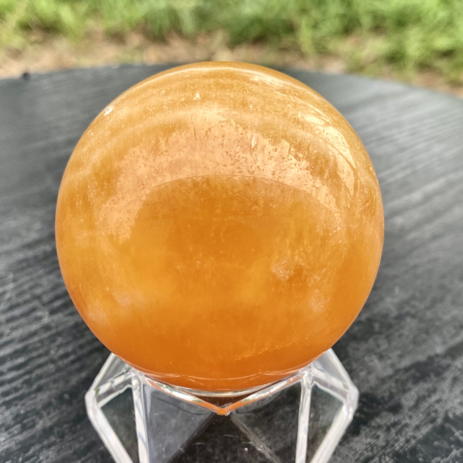 300G Natural zebra stone column /Yellow agate striped crystal ball Crystal decor