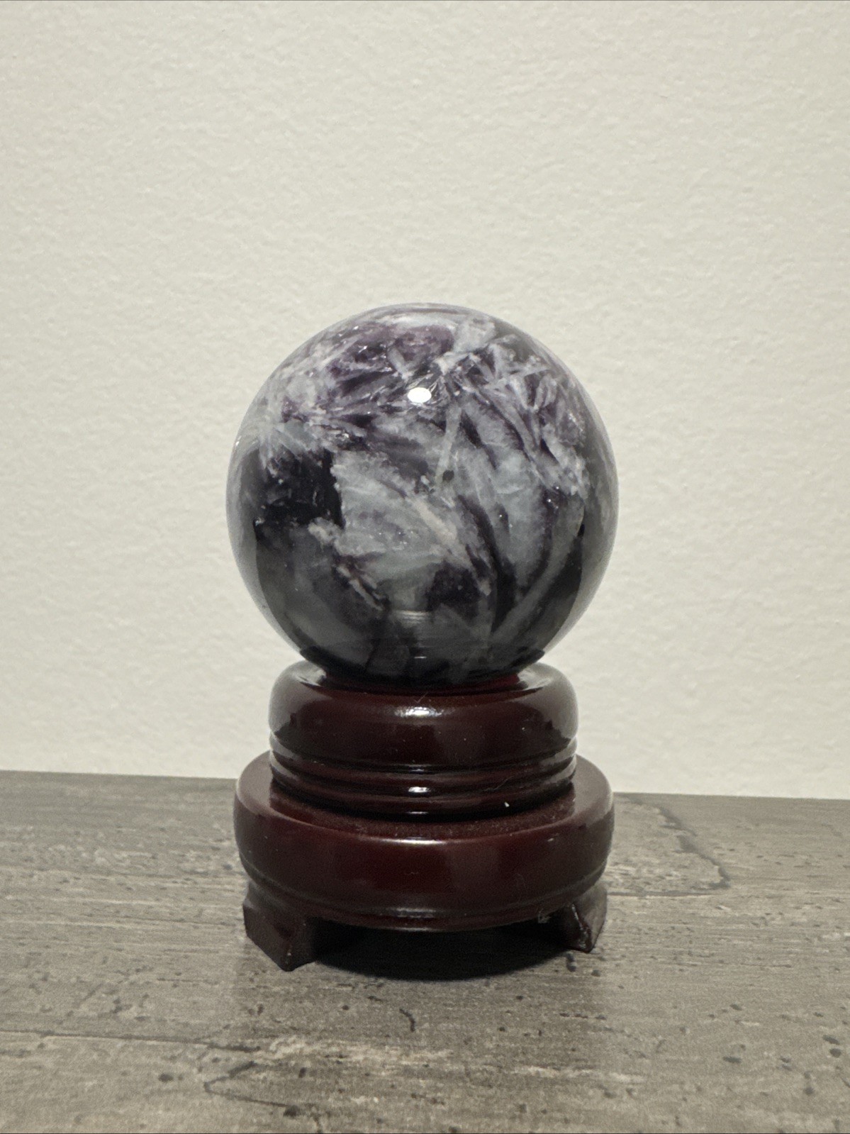 Sphalerite And Flourite Crystal Sphere And Holder 329 Grams 24 mm Beautiful