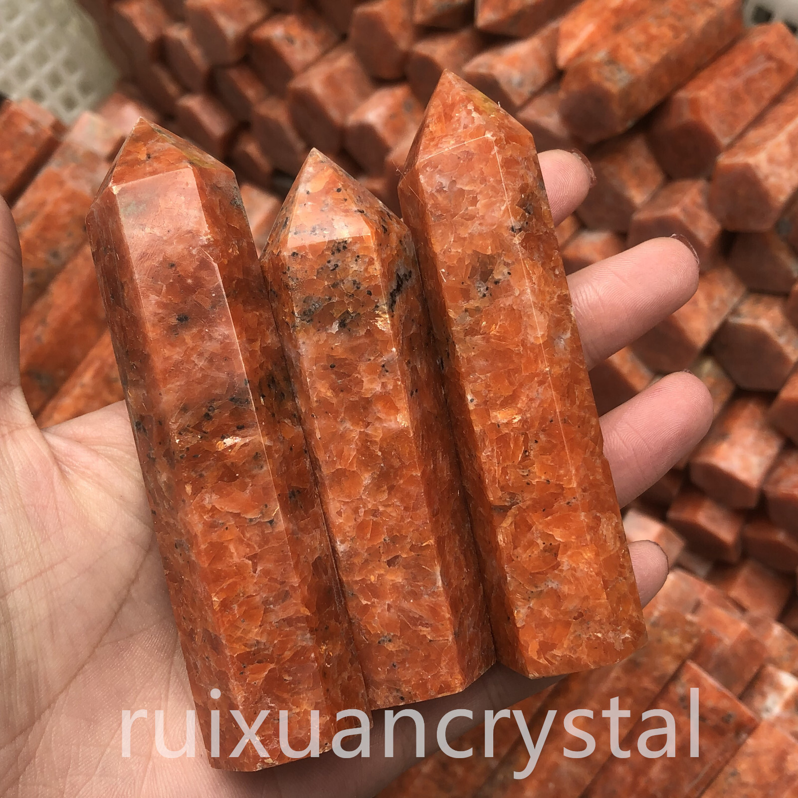 1pc Natural SunStone quartz crystal obelisk wand point healing Wholesale