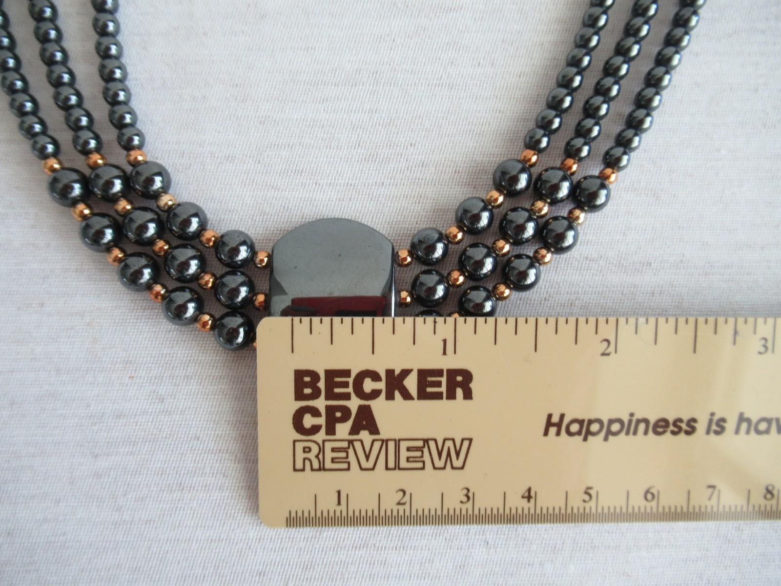 NWOT Multi Strand Beaded Statement Necklace Pearl Hematite Gray