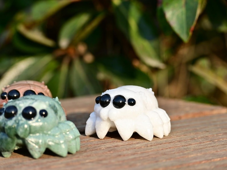 2.3” Natural carved mixed material spider Reiki decor figurine healing gift 1pc