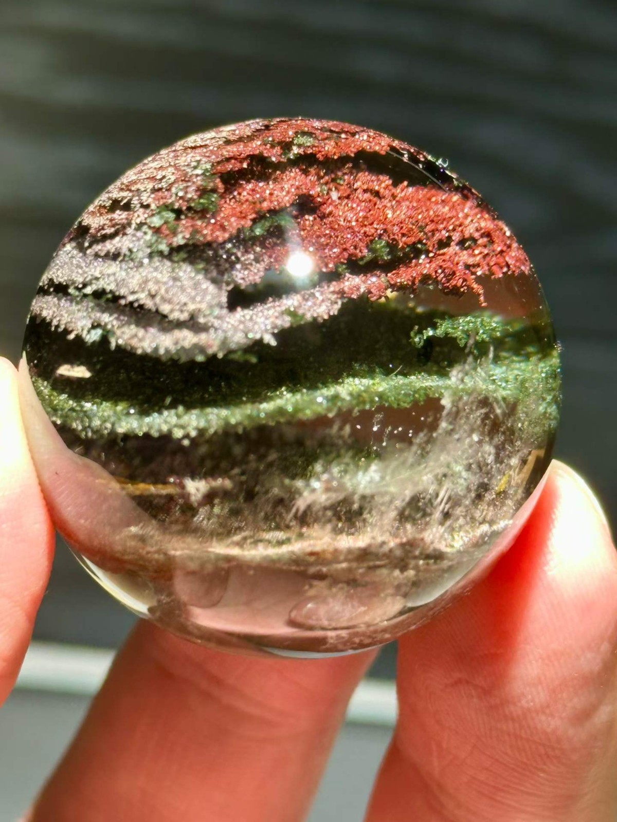 40mm Natural Color Ghost Phantom Quartz Sphere Crystal Ball Mineral Reiki Decor