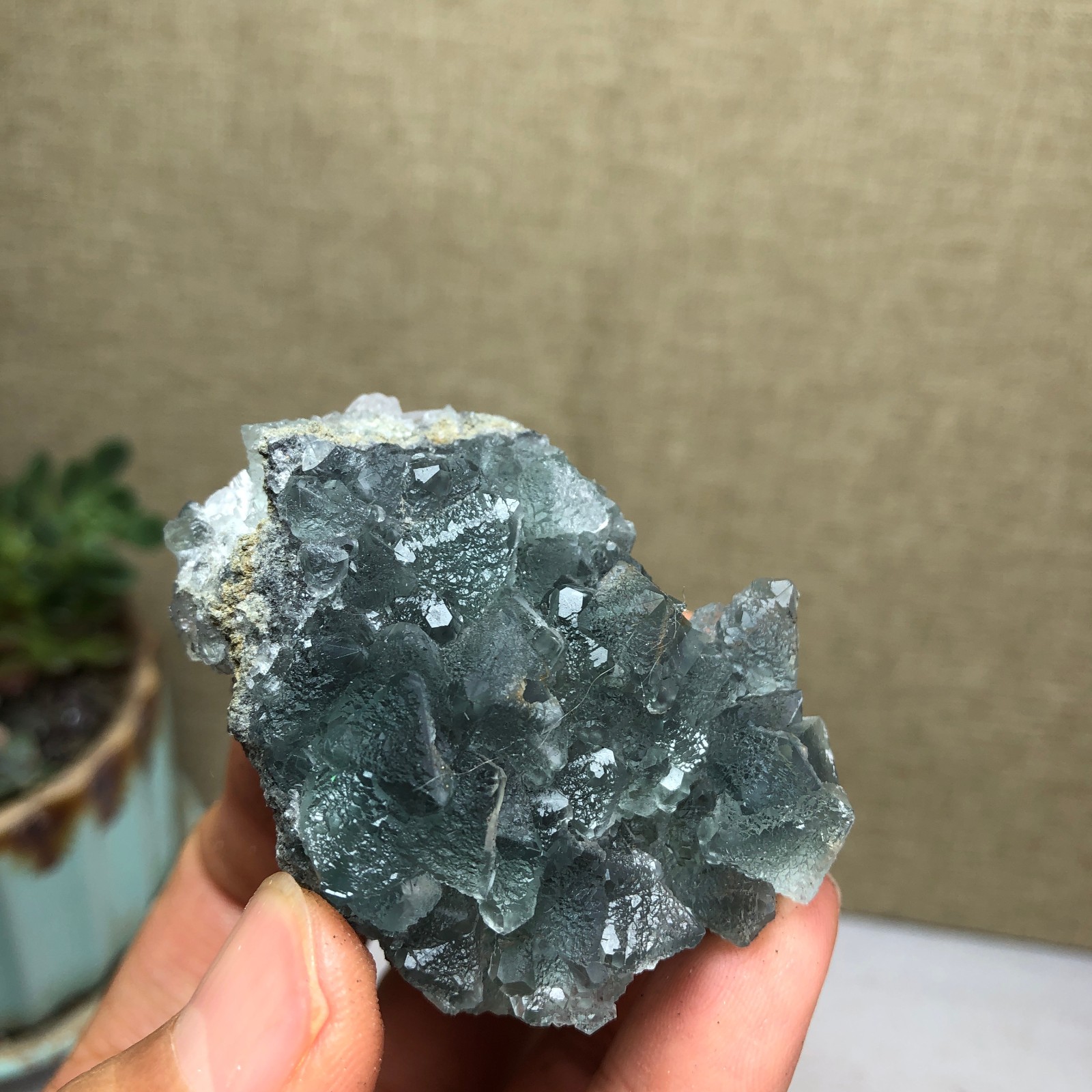 70g NATURAL Green Cubic FLUORITE Crystal Cluster Mineral Specimen A4740