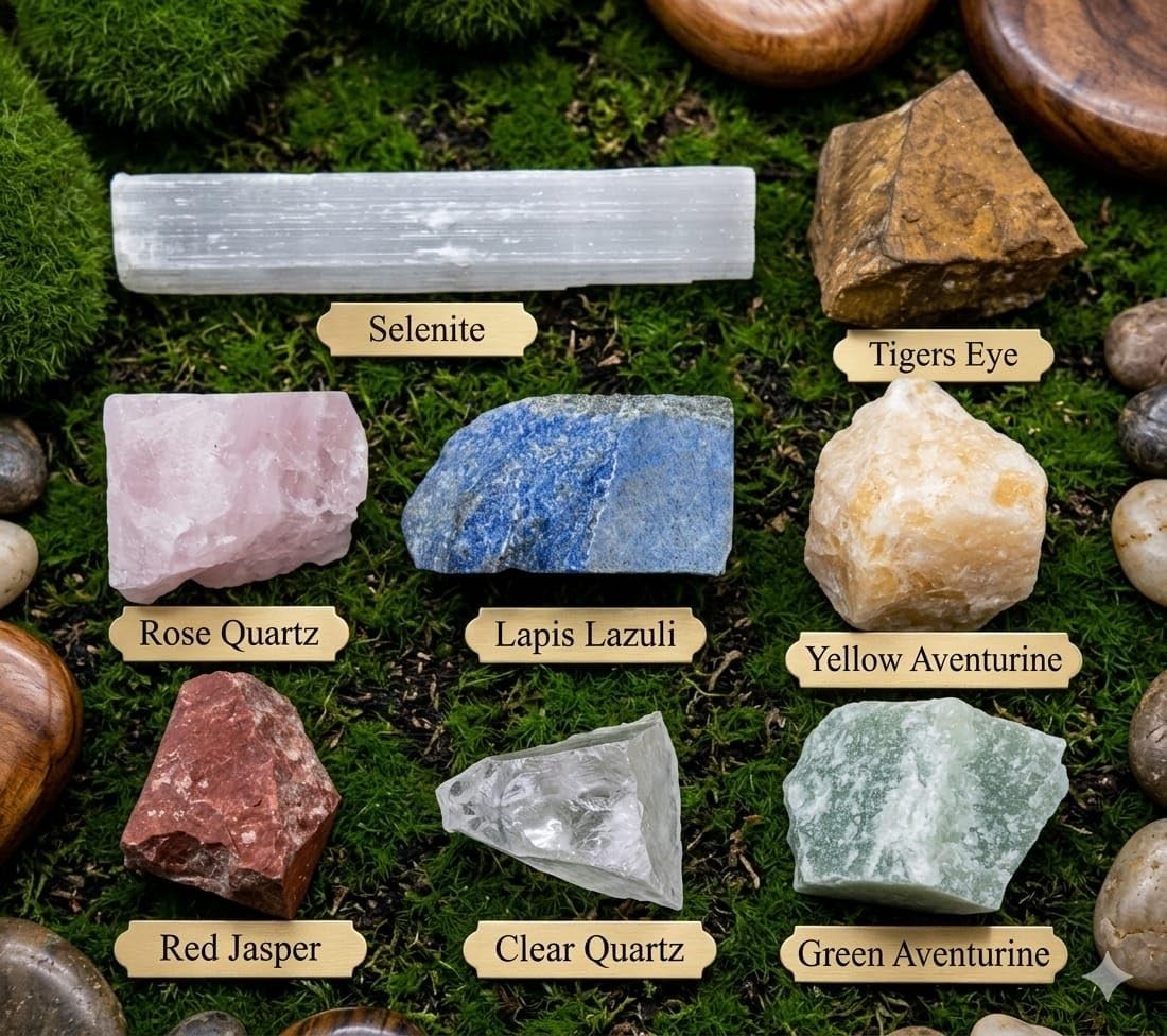 Natural Seven Chakra Raw Rock Set With Selenite For Healing Reiki Feng Shui Gift
