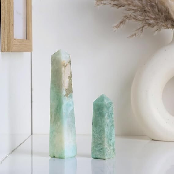 5Pcs Set Large Amazonite Crystal Tower 4 Faceted Obelisk Point Crystal Gift