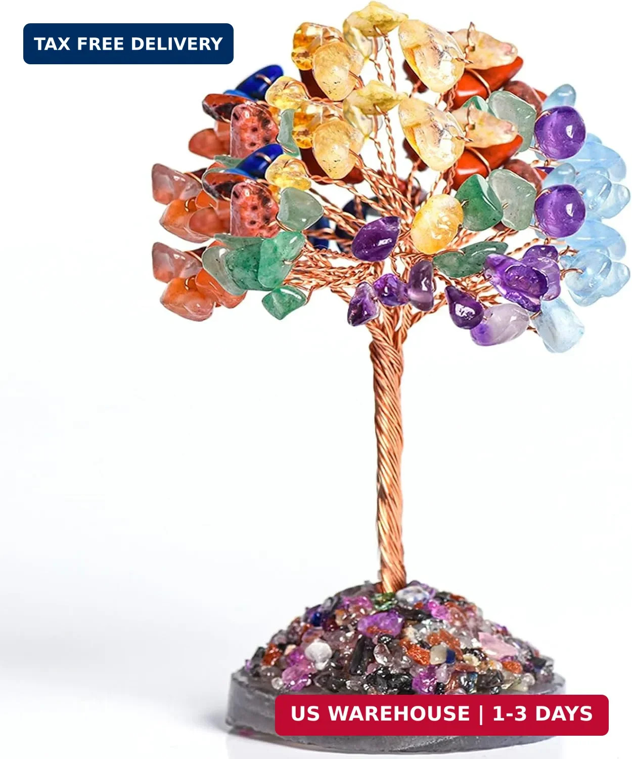 Seven Chakra Crystal Tree of Life,Healing Crystal Stones Tree Decor | Crystals M