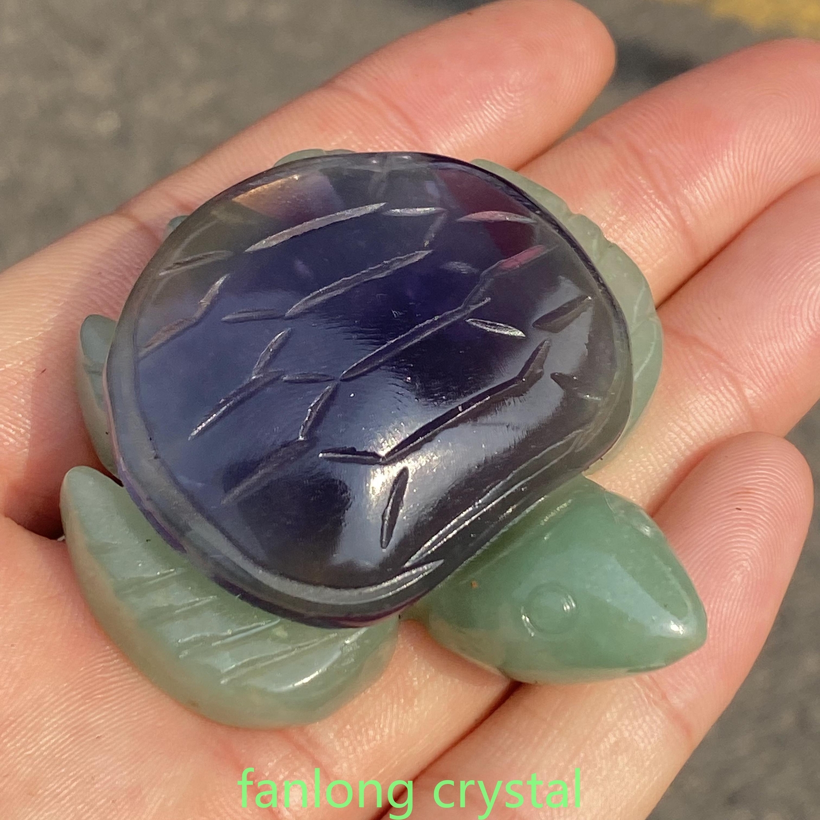 Natural Aventurine fluorite Sea Turtle Quartz Crystal Skull Carved Reiki 1pc