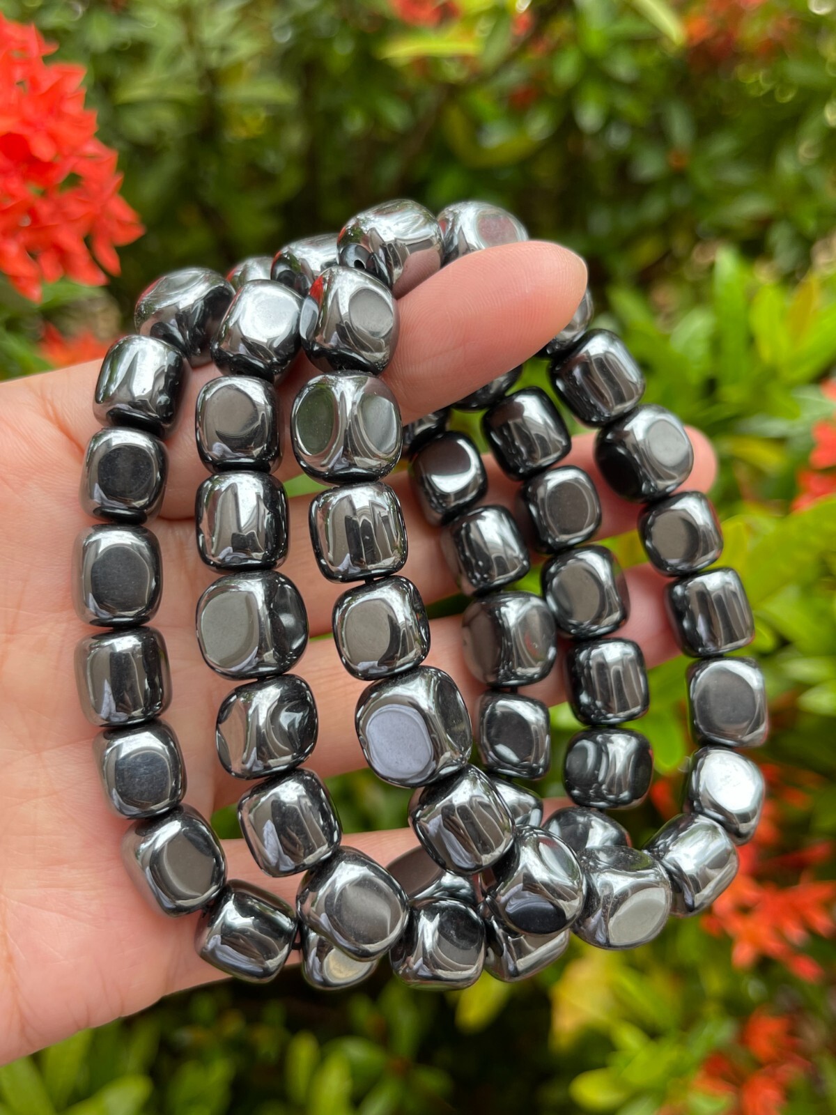 Grade A++ Hematite Tumbled Bracelet 8mm, Genuine Hematite Nugget Bracelet