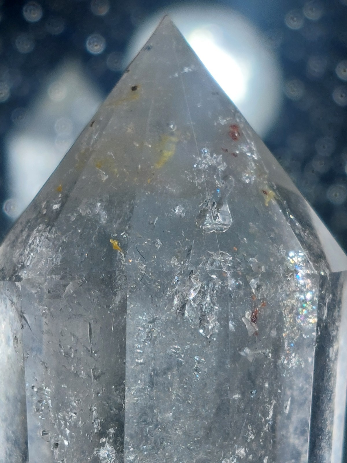 Clear Quartz 12-Sided Vogel Wand 164.9g 14.9cm w/ Rainbow Master Healer
