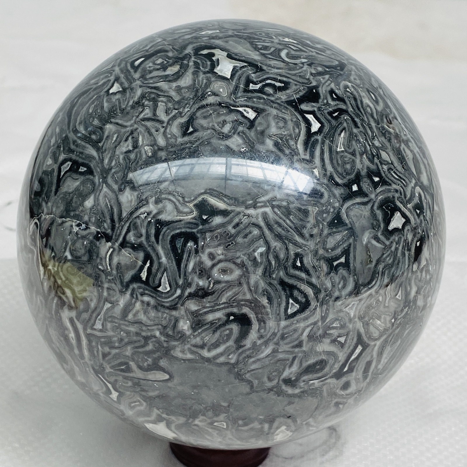 Natural Picasso Jasper Sphere Black Gray Crystal Ball Healing 2260G (4.98LB)