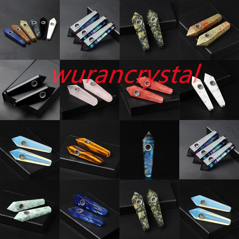 Natural Quartz Crystal Smoking Pipe Obelisk Point Rock Wand Reiki Healing Stone