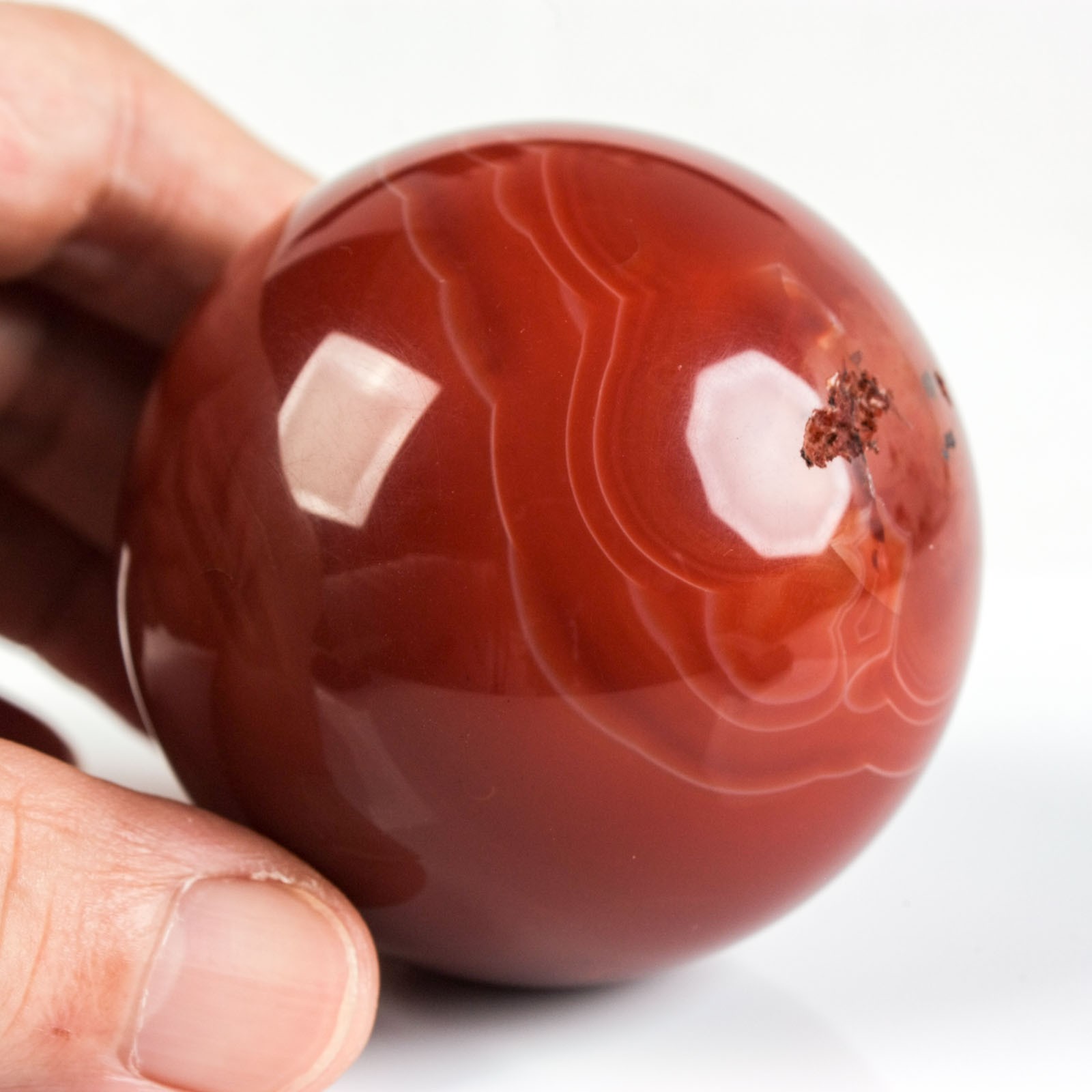 2.3″ 9.03oz Banded Carnelian Agate Sphere Crystal Ball Natural Mineral Specimen