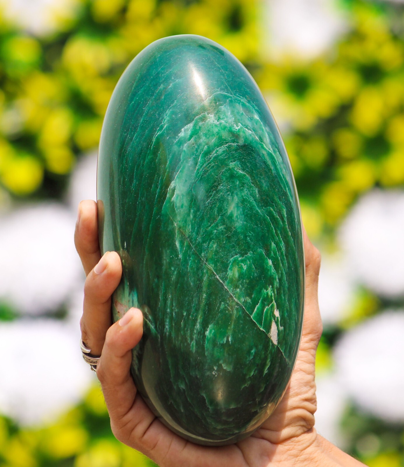 Large 200MM Chakra Stone Natural Green Vivianite Stone Metaphysical Power Lingam
