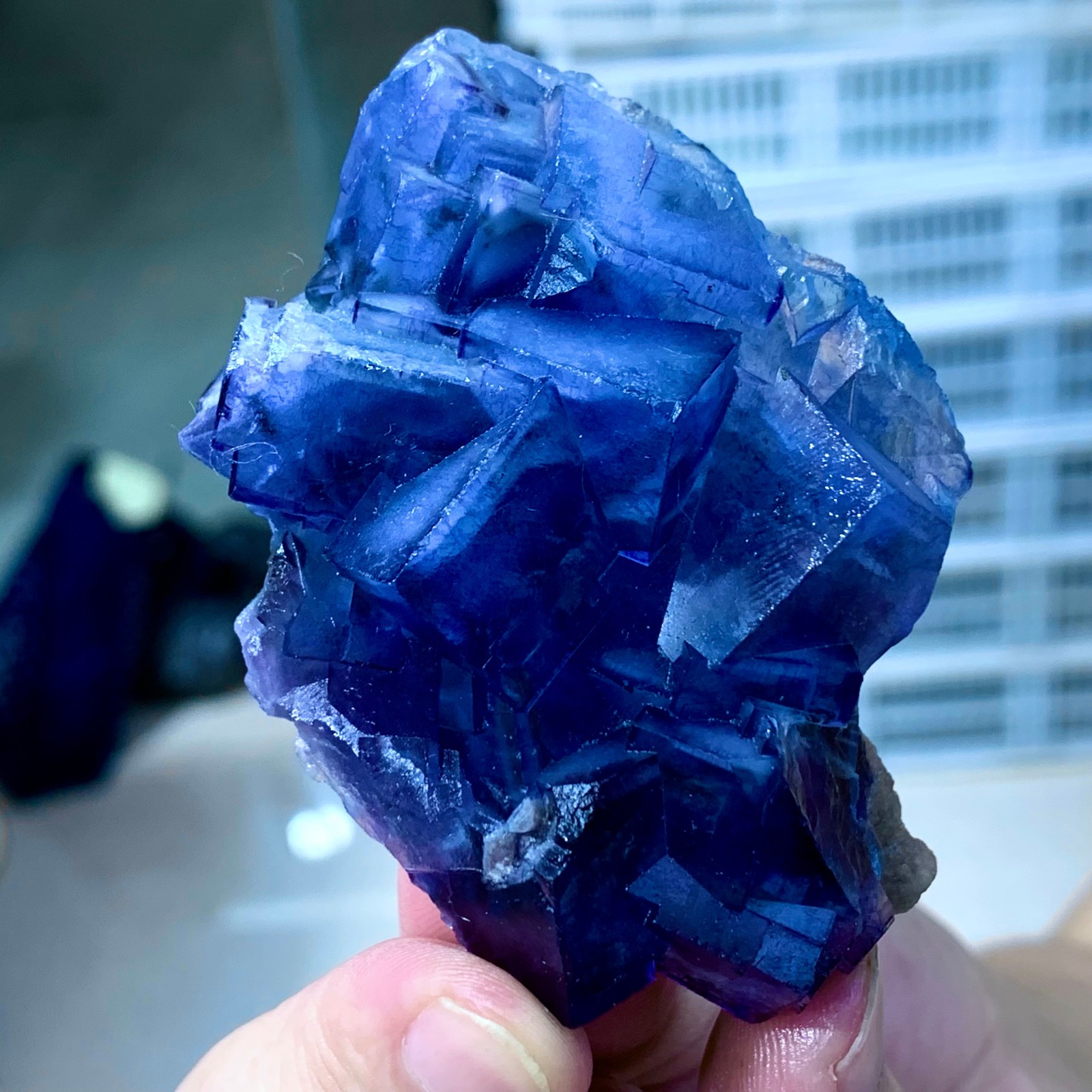 120G Rare transparent blue fluorite cubic mineral crystal sample/China