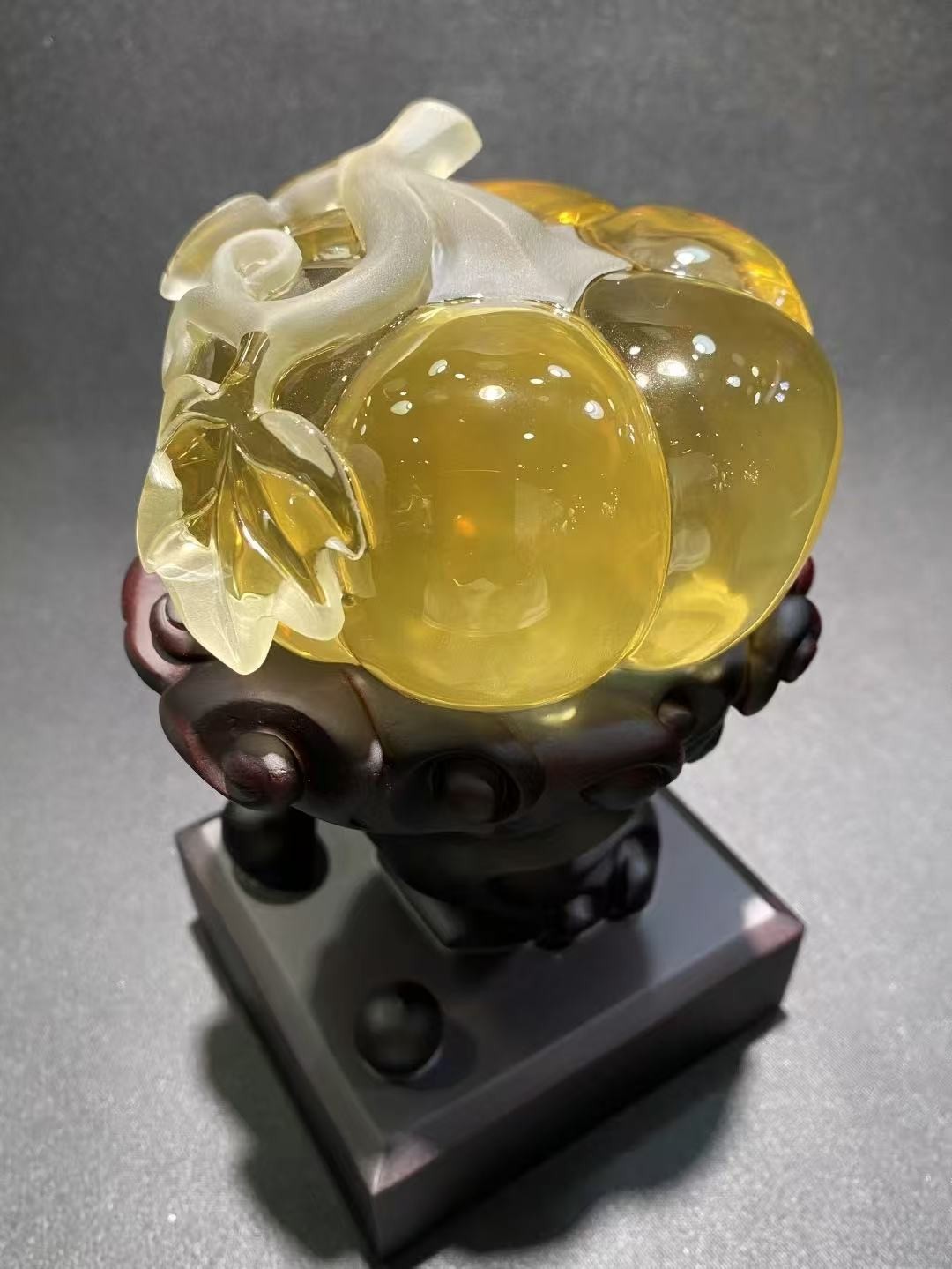 1.5LB Top Grade Citrine Pumpkin Incredible Detail 1-of-a-kind Carving