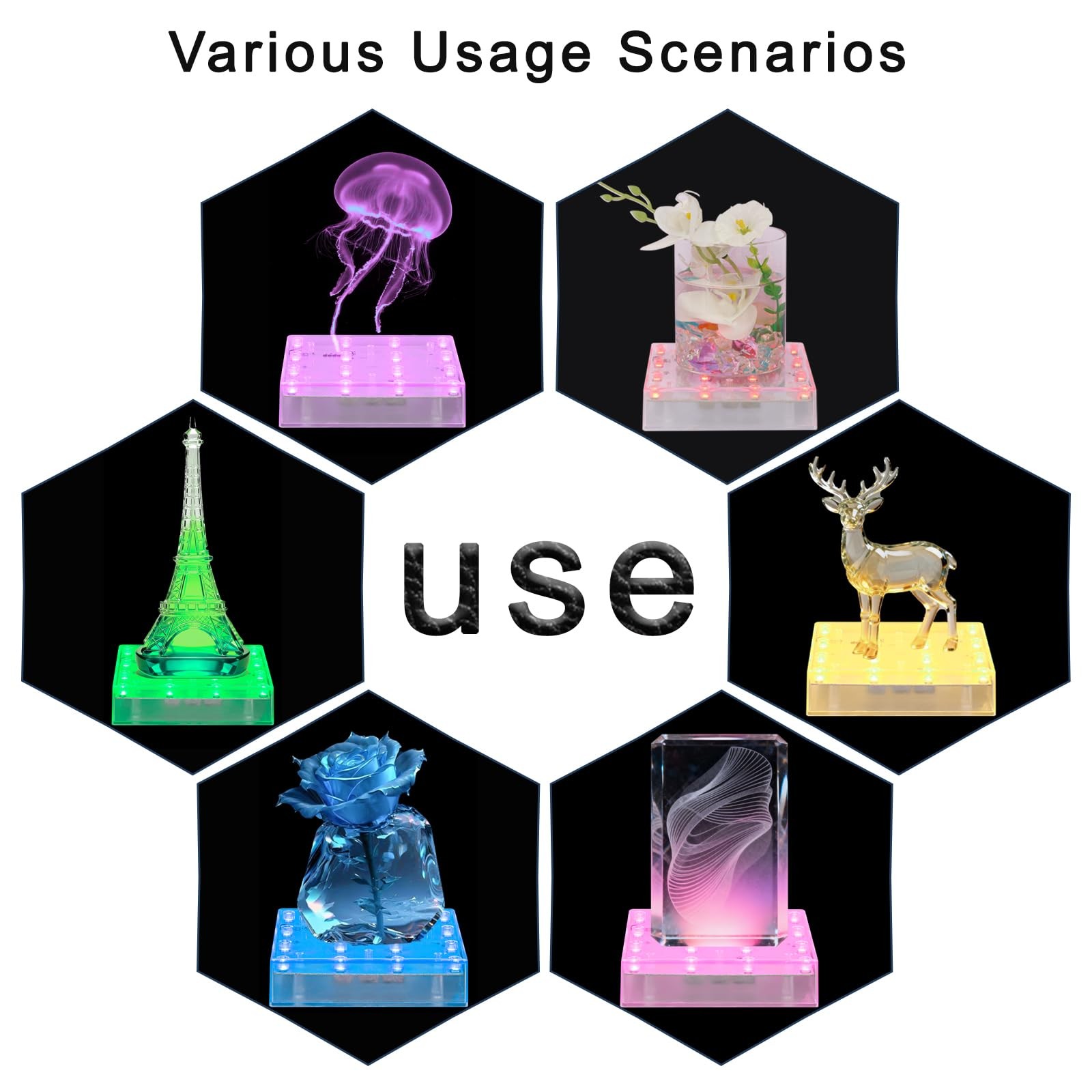 Square LED Light Base with Remote -5 Inch Multicolor Display Pedestal Light B…