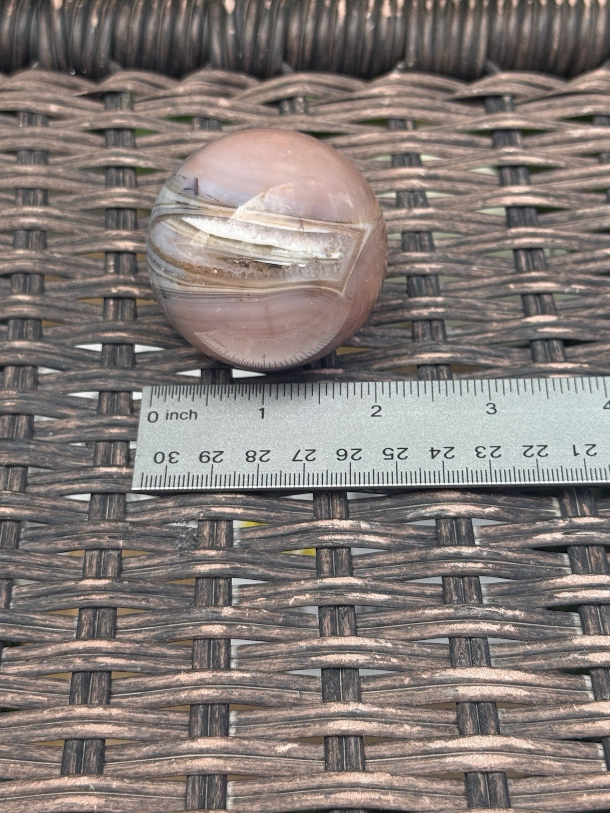 50mm Carnelian Orca Agate Crystal Sphere – Natural Polished Banded Agate