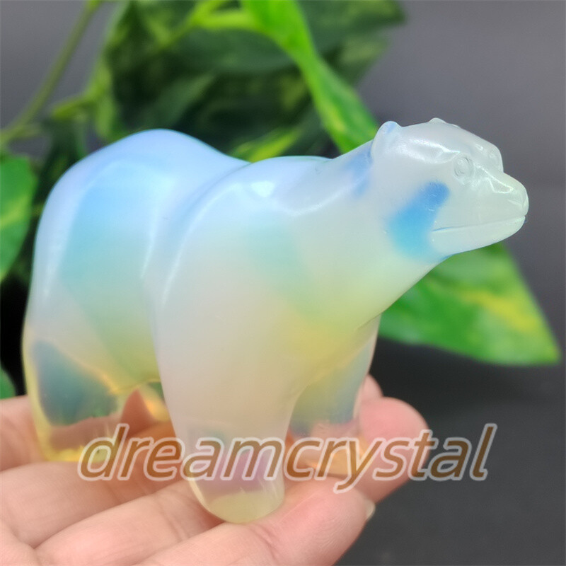 3.5″ Opalite Bear Skull Carved Quartz Crystal Animal Skull Reiki Gift 1pc