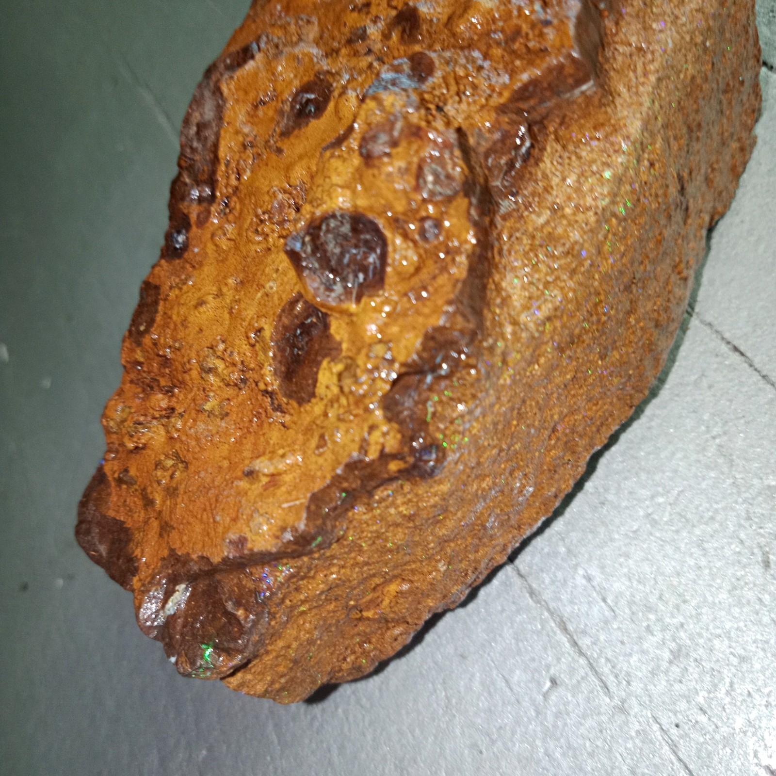 Qld Boulder Opal in Ironstone Matrix Opal Seam with Druzy Silica 177g (8×5×3cm)