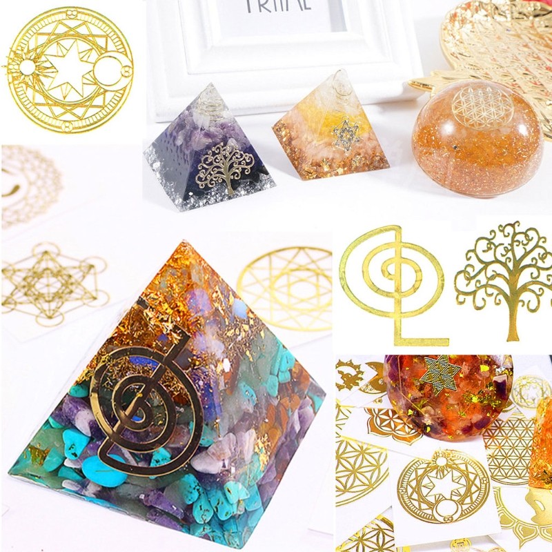 Copper Orgonite Sticker Supplies Kit Pyramid Epoxy Resin Decorate Tool