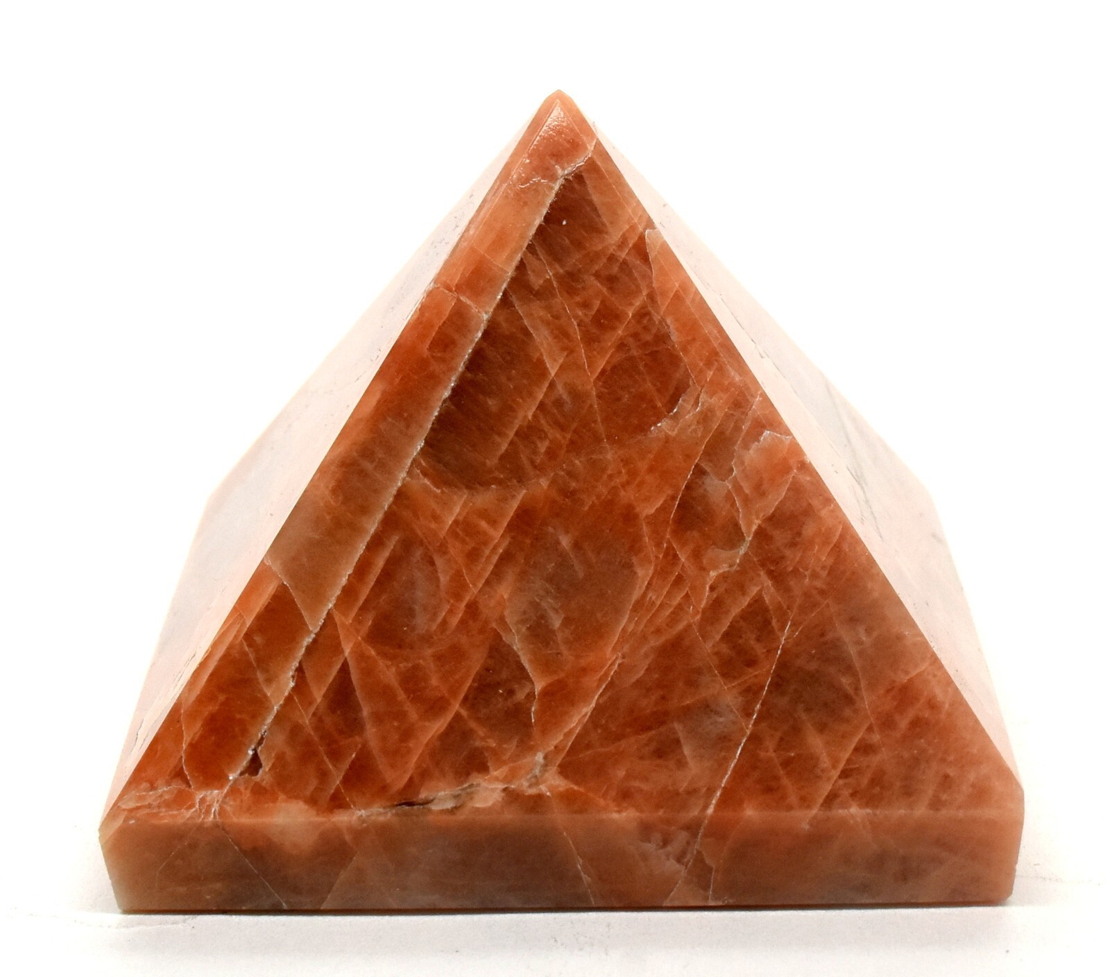 2″ 115g Orange Peach Moonstone Pyramid Polished Natural Feldspar Mineral – India