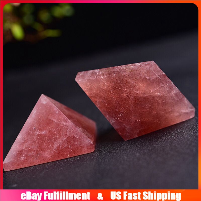 Natural Strawberry Quartz Gemstone Pyramid Healing Crystal Orgonite Energy Tower
